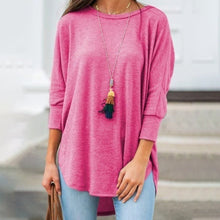 Load image into Gallery viewer, Loose Crew Neck Hem Irregular Solid Color T-Shirt
