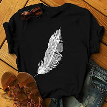 Load image into Gallery viewer, Feather Print Short Sleeve T-Shirt