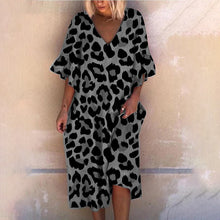 Load image into Gallery viewer, Leopard Print V-Neck Loose Dress