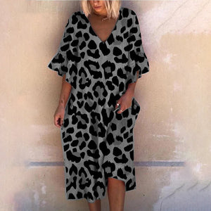 Leopard Print V-Neck Loose Dress
