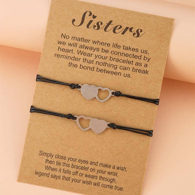 Sister Matching Heart Bracelets for 2, 3, 4 & 5, Friendship Bracelet, Best Gift for Friends and Sisters