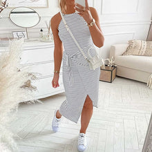 Load image into Gallery viewer, CASUAL SLEEVELESS STRIPED MIDI DRESSES