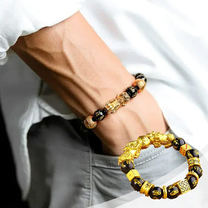 3D Hard Gold 99 Obsidian Sand Gold Pixiu Bracelet🤩