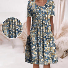 Load image into Gallery viewer, Floral Crew Neck Midi Shift Dress