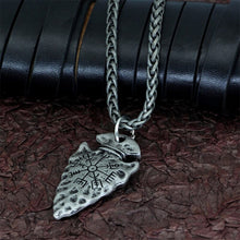 Load image into Gallery viewer, Odin&#39;s Spear Necklace with Vegvisir Symbol