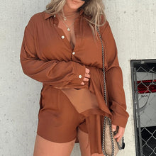 Load image into Gallery viewer, Women&#39;s Solid Color Long Sleeve Shirt Suit