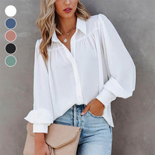 Load image into Gallery viewer, Balloon Sleeve Pleated Shirt