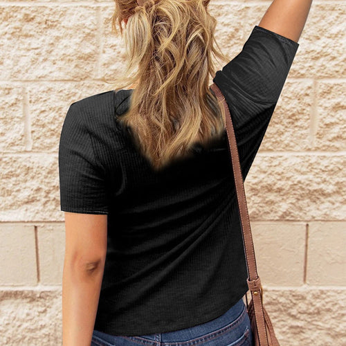 RIB KNIT BUTTON T-SHIRT