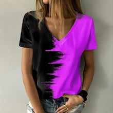 Load image into Gallery viewer, Digital Print V-Neck T-Shirt