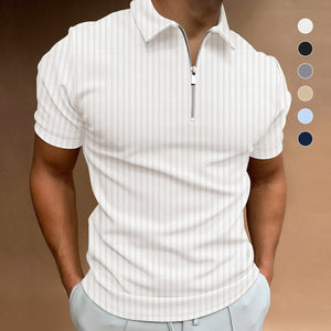 Striped Zip Polo Shirt