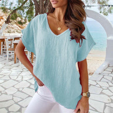 Load image into Gallery viewer, V-neck Cotton and Linen Shirt