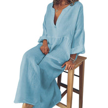 Load image into Gallery viewer, Cotton and Linen Long Sleeve Jumpsuit