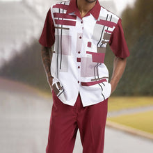 Load image into Gallery viewer, Two Piece Short Sleeve Print Walking Suit Set