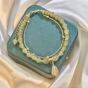🔥Last Day Promotion 50% OFF💞hetian jade gold leaf bracelet