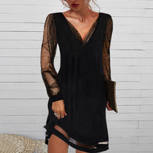 Load image into Gallery viewer, Lace V-Neck Evening Dress