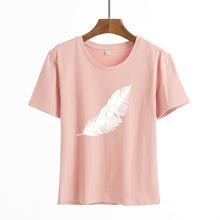 Load image into Gallery viewer, Feather Print Short Sleeve T-Shirt