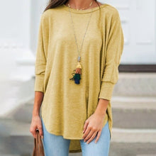 Load image into Gallery viewer, Loose Crew Neck Hem Irregular Solid Color T-Shirt