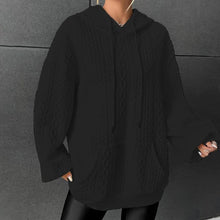 Load image into Gallery viewer, Drop Shoulder Kangaroo Pocket Textured Drawstring Hoodie