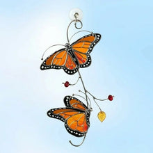 Load image into Gallery viewer, Stained Monarch Butterfly Glass Window Decor