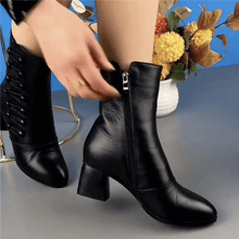 Load image into Gallery viewer, Women Warm Side Butto Leather Ankle Boots