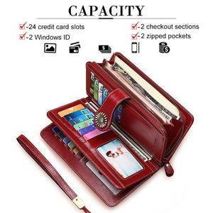 Long retro phone wallet -Cow Leather