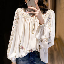 Load image into Gallery viewer, Elegant White Top Quality Embroideried Chiffon Blouse