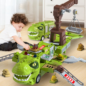 🦖New Dinosaur Transforming Engineering Truck Track Toy Set