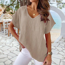 Load image into Gallery viewer, V-neck Cotton and Linen Shirt