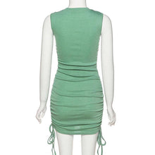 Load image into Gallery viewer, New Slim Drawstring Pleated Dress