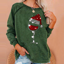 Load image into Gallery viewer, Christmas Wine Glass Print Sweatshirt