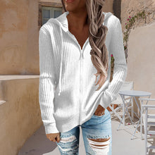 Load image into Gallery viewer, Stripe Casual Women&#39;s Hoodies Loose Knitwear Zipper Cardigan