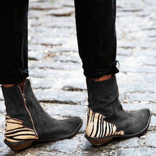 Load image into Gallery viewer, Casual Pointed Toe Zebra-Striped Boots