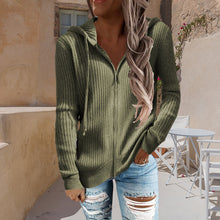 Load image into Gallery viewer, Stripe Casual Women&#39;s Hoodies Loose Knitwear Zipper Cardigan