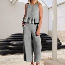 Load image into Gallery viewer, Women Sleeveless pleated tank top wide leg pants set