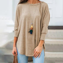 Load image into Gallery viewer, Loose Crew Neck Hem Irregular Solid Color T-Shirt