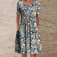 Load image into Gallery viewer, Floral Crew Neck Midi Shift Dress