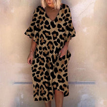 Load image into Gallery viewer, Leopard Print V-Neck Loose Dress