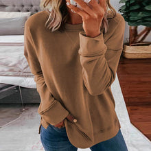 Load image into Gallery viewer, Solid Color Long Sleeve Crew Neck Sweatshirt