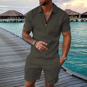 Men's Casual Printed Polo Suit