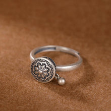 Load image into Gallery viewer, Buddhist Tibetan Prayer Wheel Ring OM Mantra Lotus Floral Ring