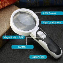 Load image into Gallery viewer, 20X Optical Magnifying Glass With LED Light