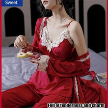 Load image into Gallery viewer, Soft Comfortable Ice Silk Lace Pajamas