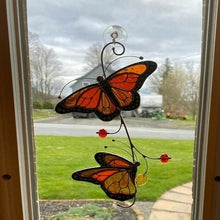 Load image into Gallery viewer, Stained Monarch Butterfly Glass Window Decor