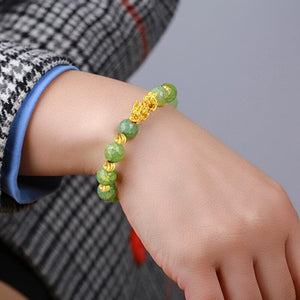 3D Hard Gold 99 Obsidian Sand Gold Pixiu Bracelet🤩