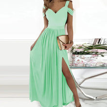 Load image into Gallery viewer, Off-the-shoulder V-neck Slit Dress