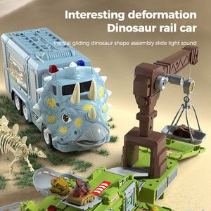 🦖New Dinosaur Transforming Engineering Truck Track Toy Set