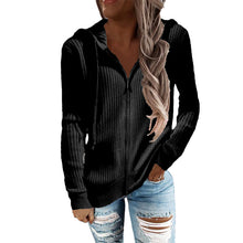 Load image into Gallery viewer, Stripe Casual Women&#39;s Hoodies Loose Knitwear Zipper Cardigan