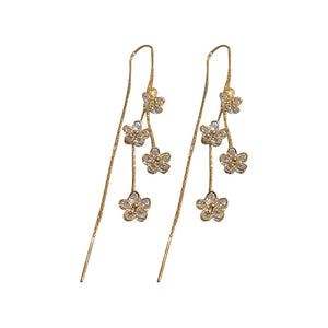 Flower Long Tassel Earrings