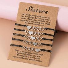 Load image into Gallery viewer, Sister Matching Heart Bracelets for 2, 3, 4 &amp; 5, Friendship Bracelet, Best Gift for Friends and Sisters