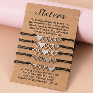Sister Matching Heart Bracelets for 2, 3, 4 & 5, Friendship Bracelet, Best Gift for Friends and Sisters